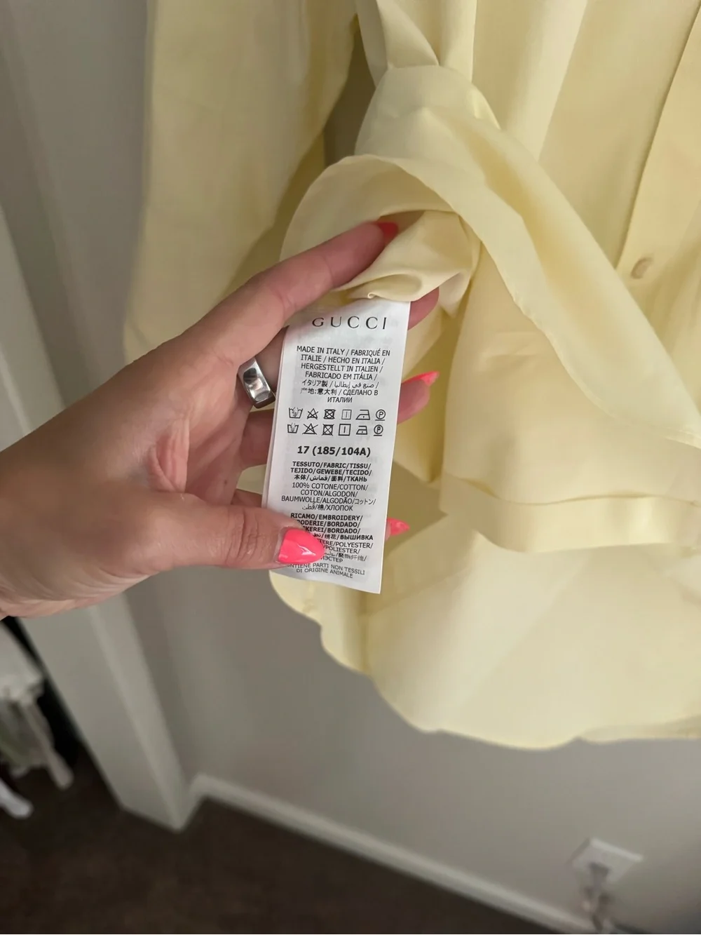 Gucci Men’s Yellow Button-Down Dress Shirt